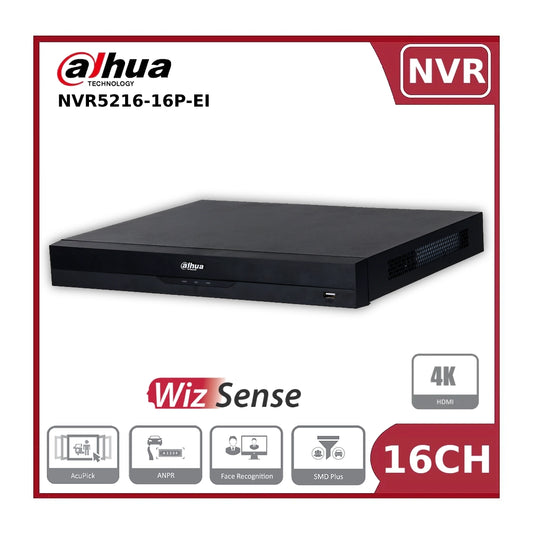 Dahua DHI-NVR5216-16P-EI 16 Channel NVR 16CH 2HDDs 16PoE 4K WizSense Network Video Recorder