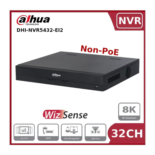 Dahua DHI-NVR5432-EI2 32 Channel WizSense AI NVR (Non-PoE) 4 HDD, 8K HDMI, 32MP, 448Mbps Bandwidth