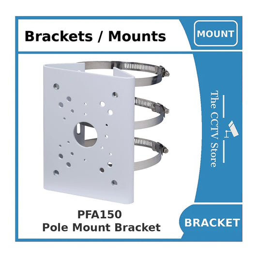 Dahua PFA150 Pole Mount Bracket, Indoor & Outdoor Use, Load Capacity 10kg, White