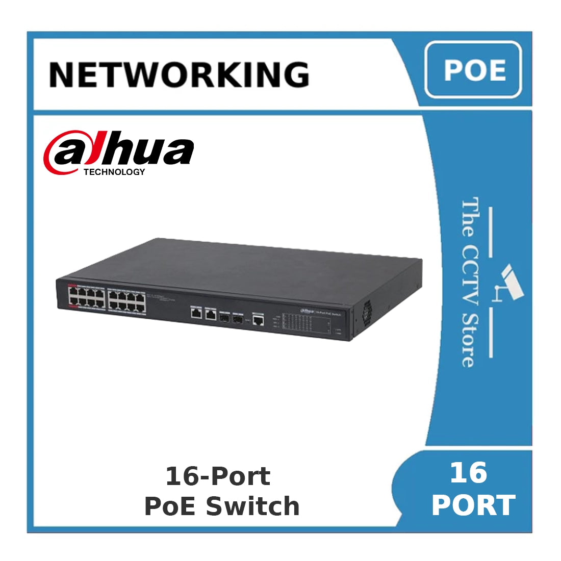 Dahua PFS4218-16ET-240 (V3) Desktop, 16-Port Managed 2-Layer PoE Switch, 16 × RJ45 10-100M, 240W