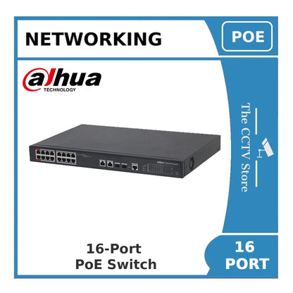 Dahua PFS4218-16ET-240 (V3) Desktop, 16-Port Managed 2-Layer PoE Switch, 16 × RJ45 10-100M, 240W