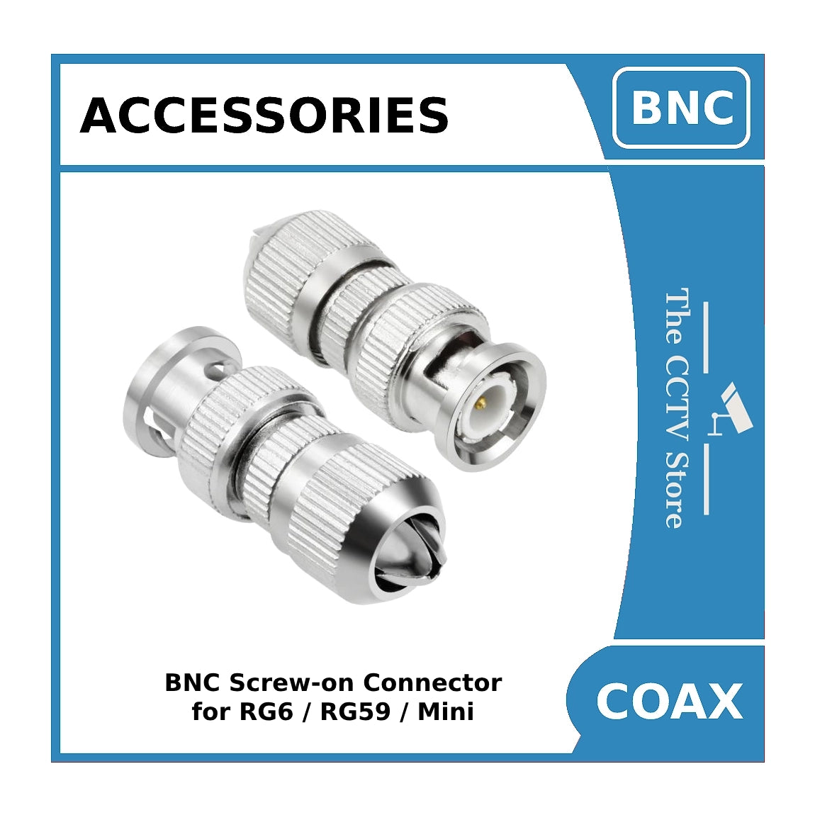 BNC Connector 4 Pieces BNC Screw-on Male Crimp (For RG6 / RG59 / Mini) (No Crimping Needed)