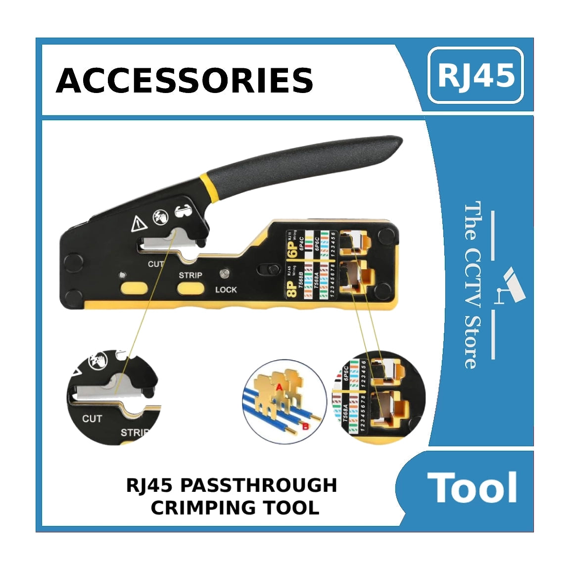 RJ45 Passthrough Crimping Tool - CAT5 / CAT6 Crimper