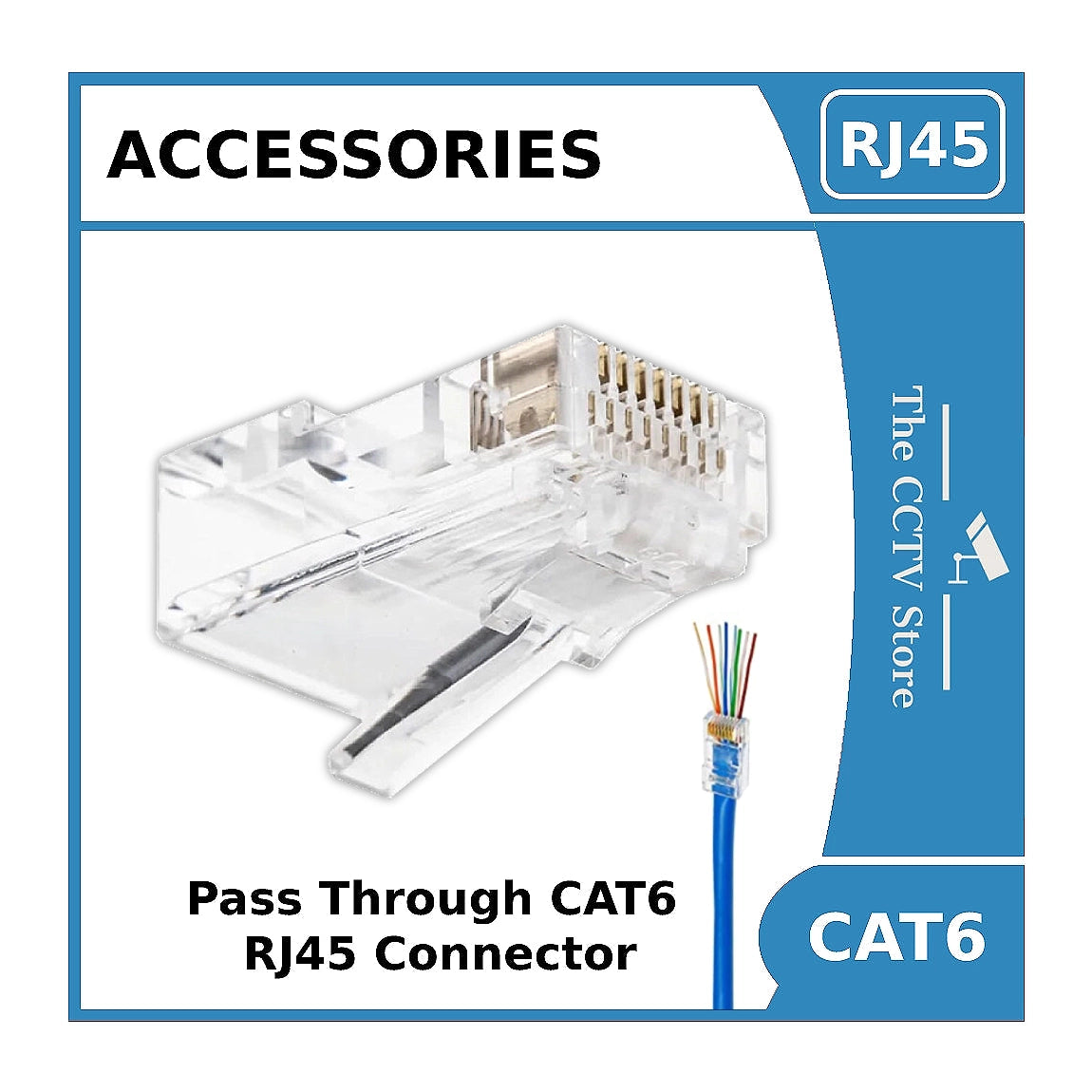 CAT6 Pass Through Plug - RJ45 Pass through Crimp Connector for CAT6 Ethernet Cable