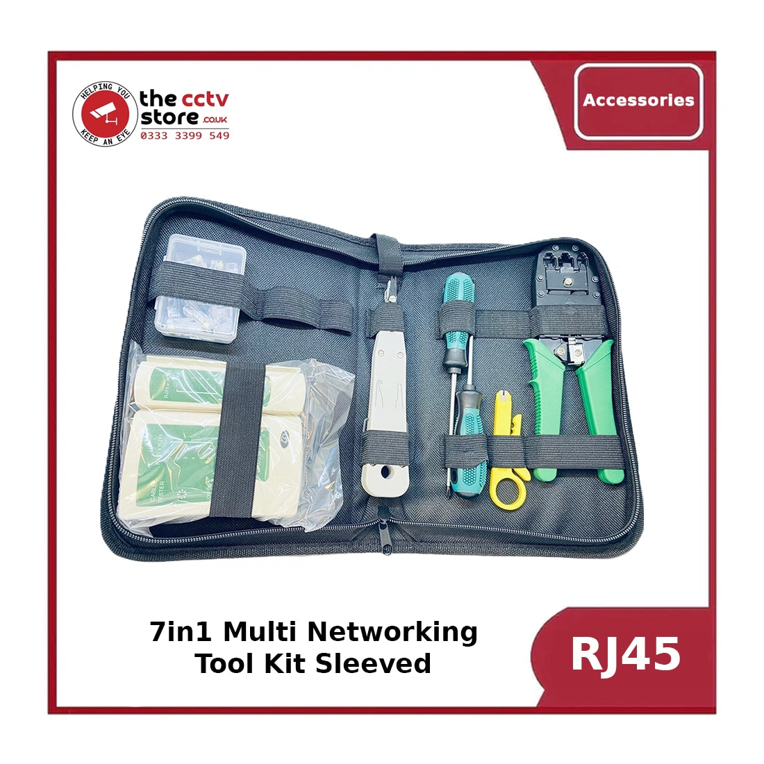 RJ45 Crimping 7 in 1 Multi Networking Tool Kit, Sleeved