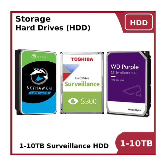 Surveillance Hard Drive - In 1TB - 10TB Capacity (Seagate, Toshiba or WD Digital)