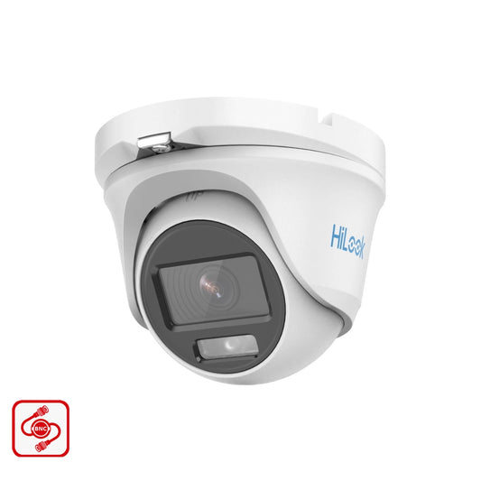 THC-T159-MS HiLook 5MP 3K ColorVu HD-TVI analogue turret camera with built-in mic and 20m LED