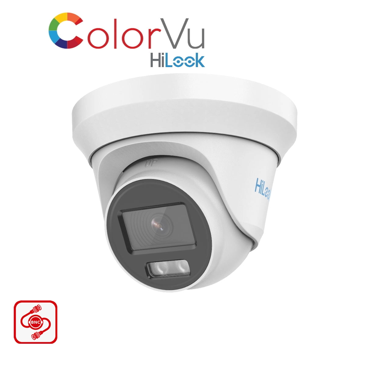THC-T259-MS HiLook 5MP HD-TVI ColorVu analogue turret camera with 40m LED in white or grey