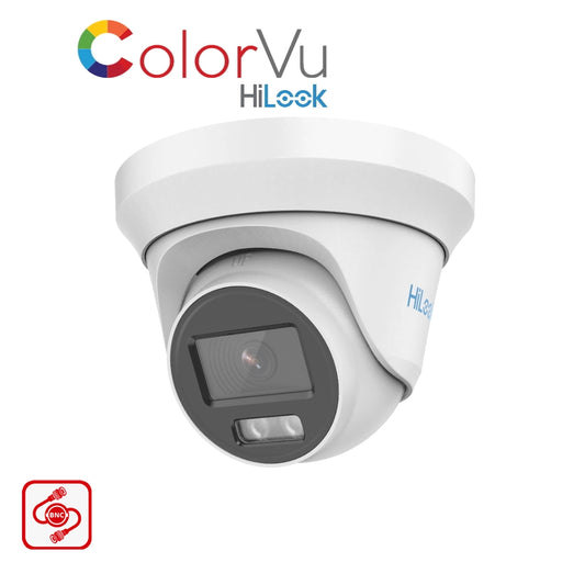 THC-T259-MS HiLook 5MP HD-TVI ColorVu analogue turret camera with 40m LED in white or grey