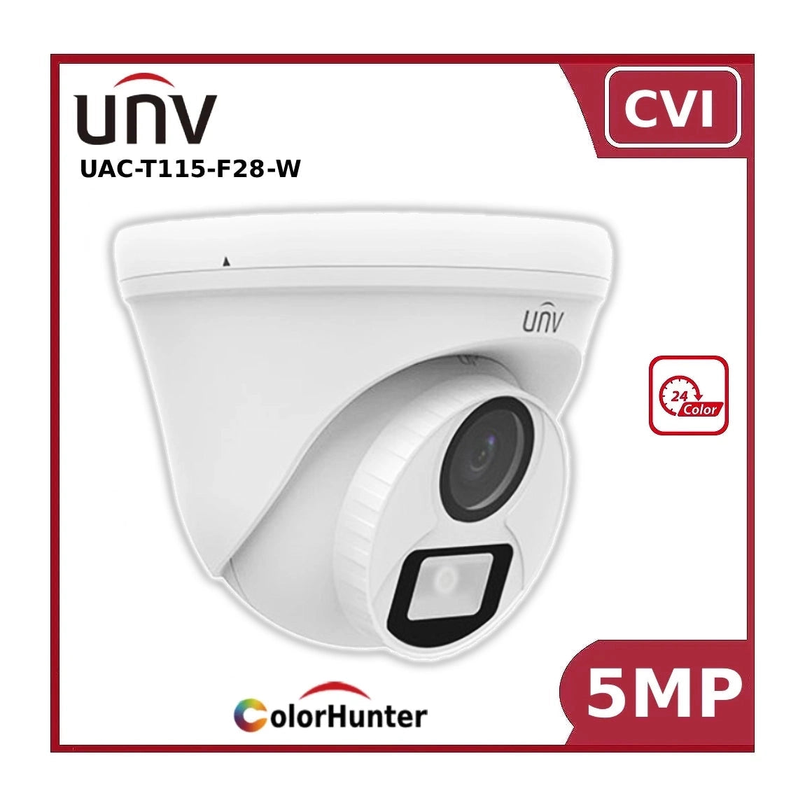 UNV 5MP 24Hr Colour CVI CCTV Kit with 4CH DVR + 4 x UAC-T115-F28-W ColourHunter Turret Cameras + 1TB HDD + PSU