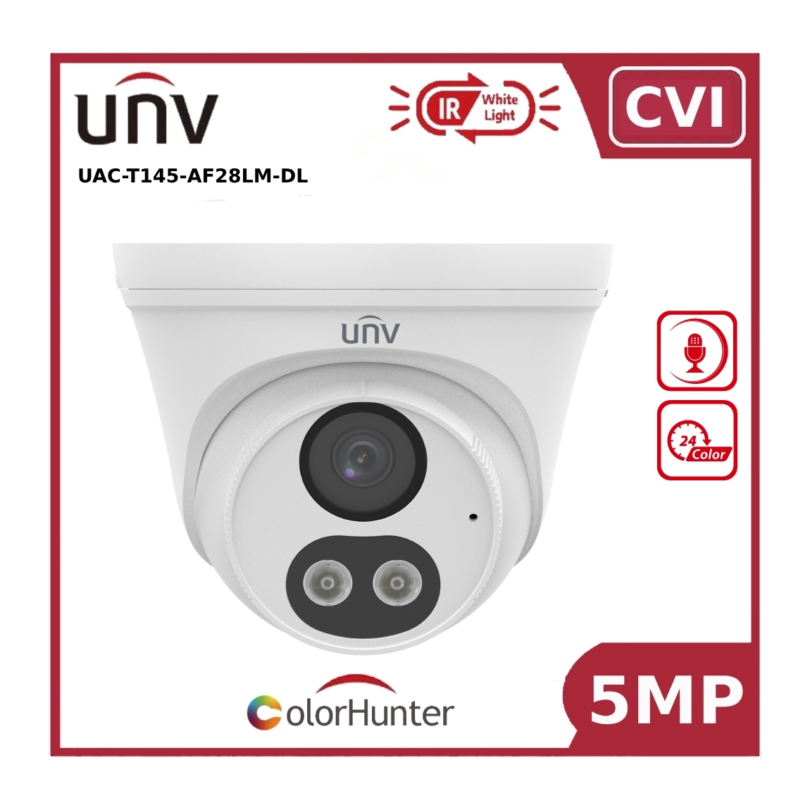 UNV 4MP IPC3614LB-AF28K-DL ColourHunter LED + IR Dual Illumination IP Turret CCTV Camera