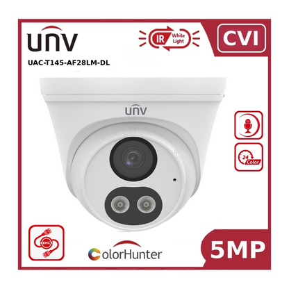 Uniview UAC-T145-AF28LM-DL 5MP ColourHunter Hybrid Dual Light + IR Turret Analog Camera, Built-In Microphone