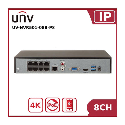 Uniview 8 Channel AI Network Video Recorder UNV-NVR501-08B-P8