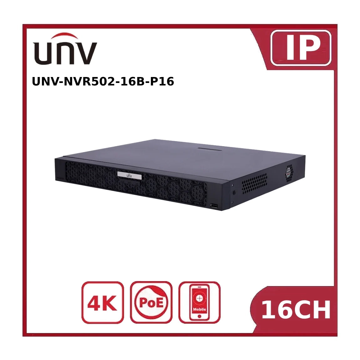 Uniview UNV-NVR502-16B-P16  16 Channel 16MP Network Video Recorder POE NVR