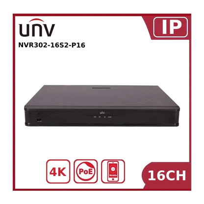 Uniview UNV-NVR302-16S2-P16 8MP 16 Ch Network Video Recorder With Content Analysis POE NVR