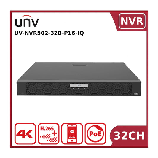 Uniview NVR502-32B-P16-IQ 32-Channel 16MP PoE NVR, Dual-HDD, AI-Enabled