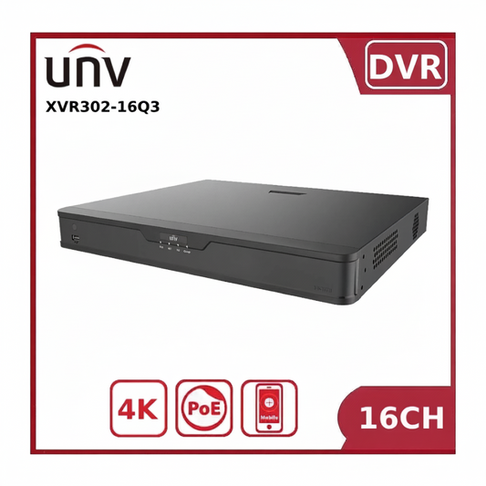 Uniview UV-XVR302-16Q3 – 16 Channel Hybrid DVR with 2 HDD Bays and 4K Output