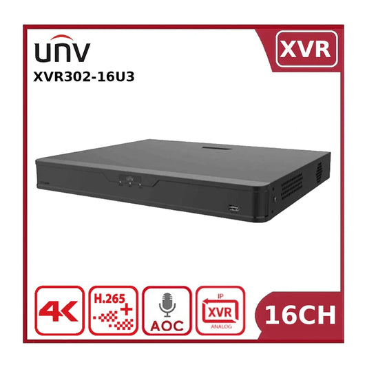Uniview UV-XVR302-16U3 16-Channel 8MP Hybrid DVR, 2 × HDD, 4K Output