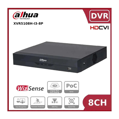 8 Channels Dahua XVR5108H-I3-8P WizSense 5MP PoC Penta-brid 1HDD DVR