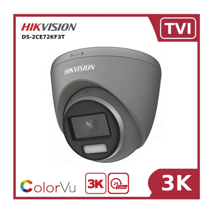 3K Hikvision DS-2CE72KF3T 3K ColorVu TVI Fixed Turret Camera (Grey) - Offer