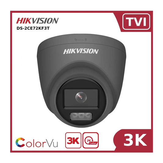 3K Hikvision DS-2CE72KF3T 3K ColorVu TVI Fixed Turret Camera (Grey) - Offer