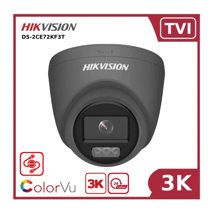 3K Hikvision DS-2CE72KF3T 3K ColorVu TVI Fixed Turret Camera (Grey) - Offer
