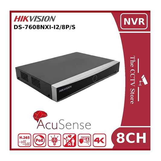 Hikvision DS-7608NXI-I2/8P/S 12MP AcuSense PoE 8 Channel NVR With 2HDD Bays