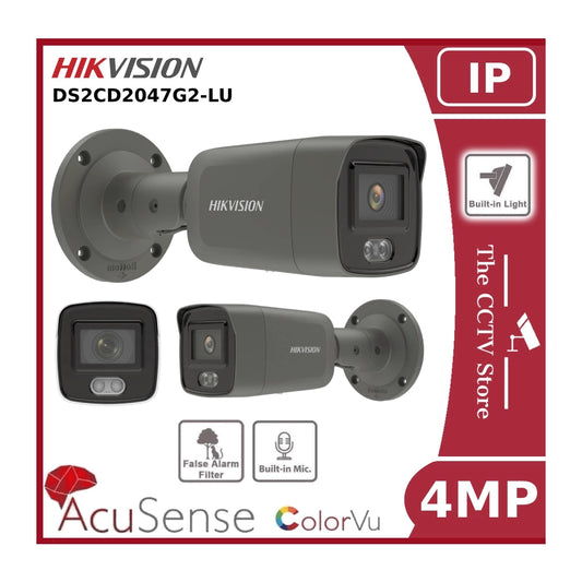 4MP DS-2CD2047G2-LU ColorVu Fixed Mini Bullet Camera With Strobe Light and Mic - Grey - Offer