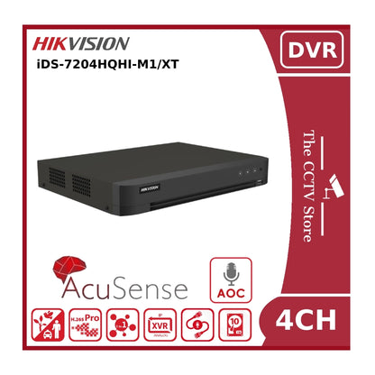 Hikvision Lite iDS-7204HQHI-M1/XT 4 Channel Turbo AcuSense AoC DVR With TVI Two-Way Audio Technology Support Upto 3K