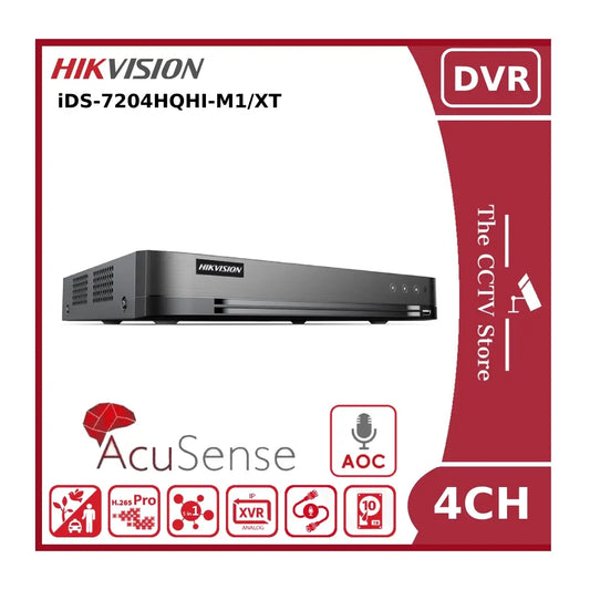 Hikvision Lite iDS-7204HQHI-M1/XT 4 Channel Turbo AcuSense AoC DVR With TVI Two-Way Audio Technology Support Upto 3K
