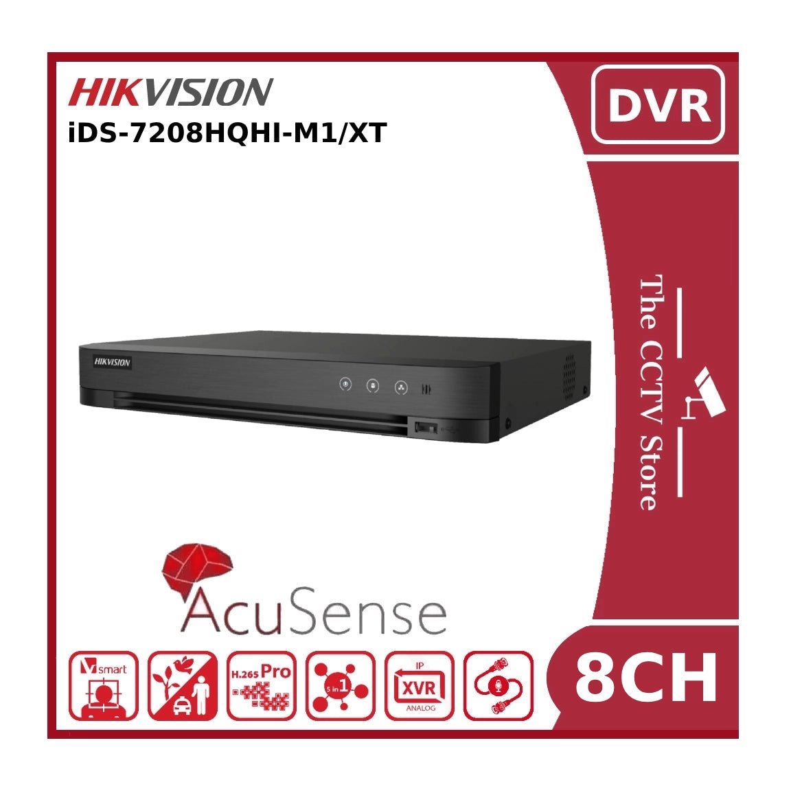 Hikvision iDS-7208HQHI-M1/XT(STD) 8 Channel 3K/5MP AcuSense Hybrid DVR
