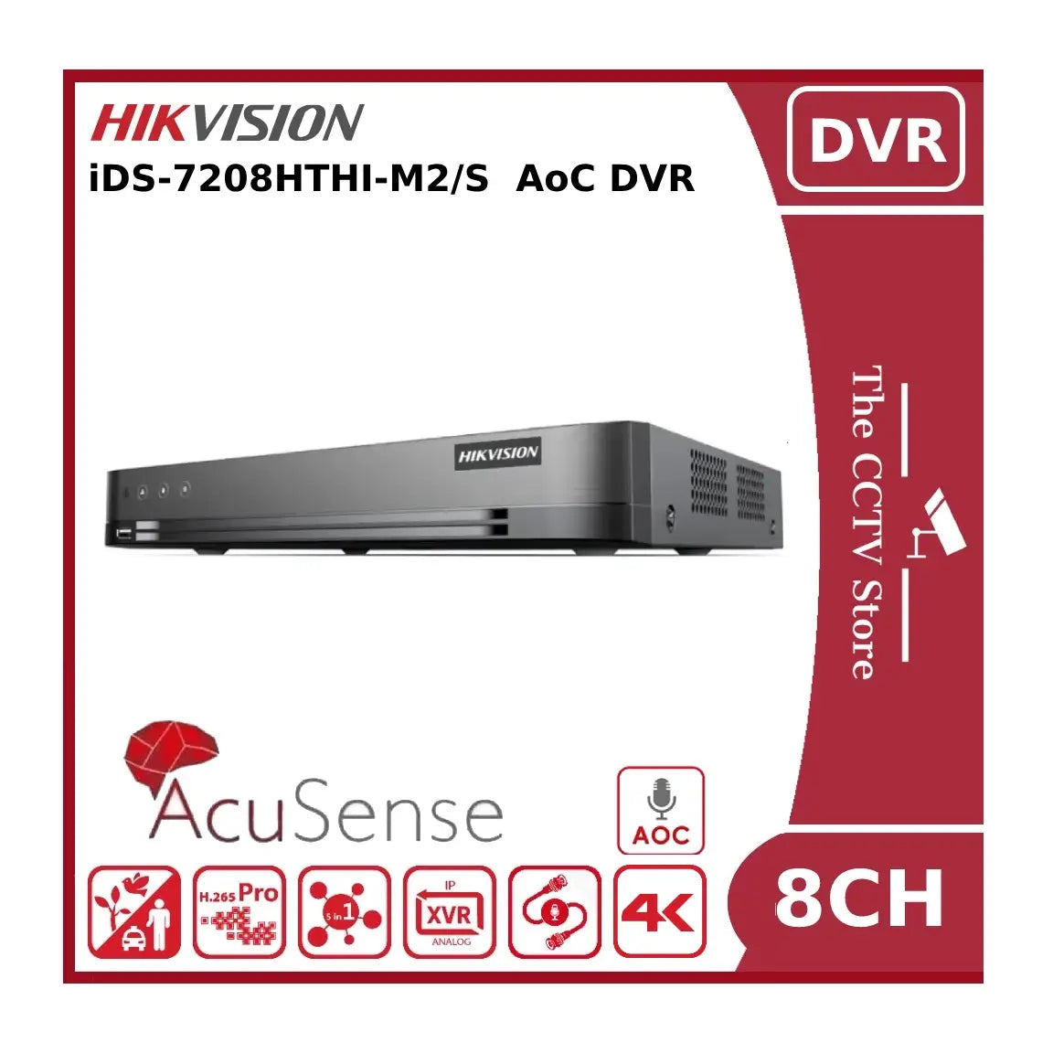 Hikvision iDS-7208HTHI-M2/S 8 Channel 8MP 4K AcuSense Turbo HD AoC DVR **EoL**