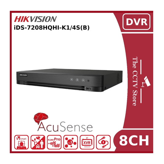 Hikvision iDS-7208HQHI-K1/4S(B) 4MP AcuSense 8Ch Hybrid DVR - EoL
