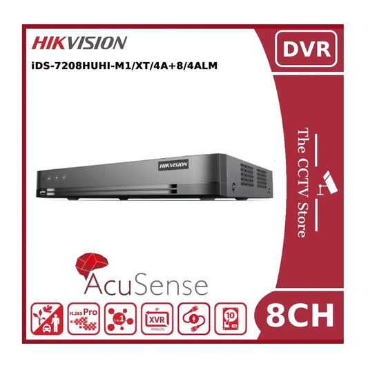 Hikvision iDS-7208HUHI-M1/XT/4A+8/4ALM 8 Channel 8MP AcuSense DVR with 4 Audio Inputs & 8 Alarm Inputs