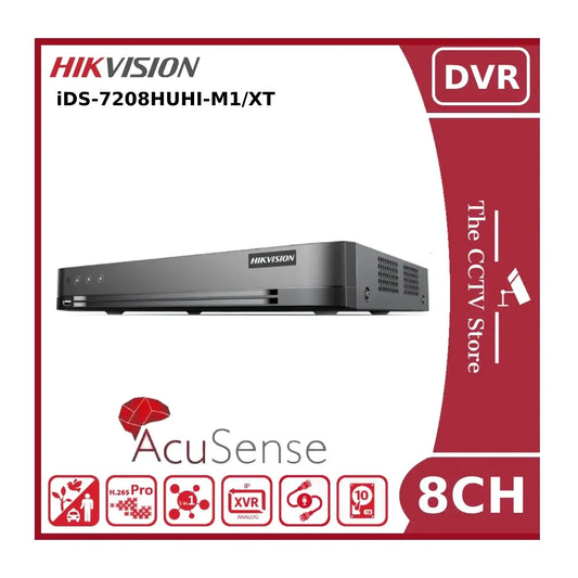 Hikvision iDS-7208HUHI-M1/XT Upto 8MP 4K-Lite AcuSense 8Ch Turbo HD Hybrid DVR With TVI Two-Way Audio Technology Support