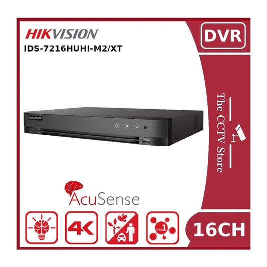 Hikvision iDS-7216HUHI-M2/XT 16-Channel 8MP Turbo HD DVR – AcuSense, H.265+, Hybrid DVR