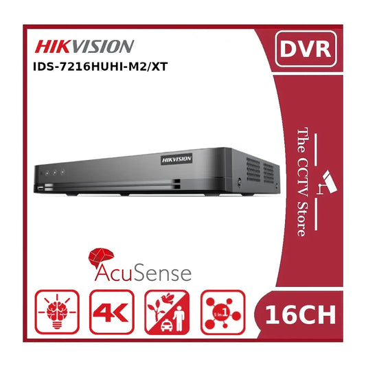 Hikvision iDS-7216HUHI-M2/XT 16-Channel 8MP Turbo HD DVR – AcuSense, H.265+, Hybrid DVR
