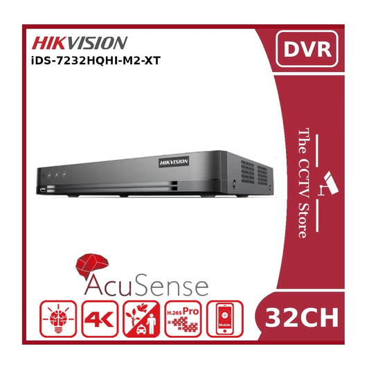 Hikvision iDS-7232HQHI-M2-XT 32 Channel 1080p 1U H.265 AcuSense DVR - 2 Bays