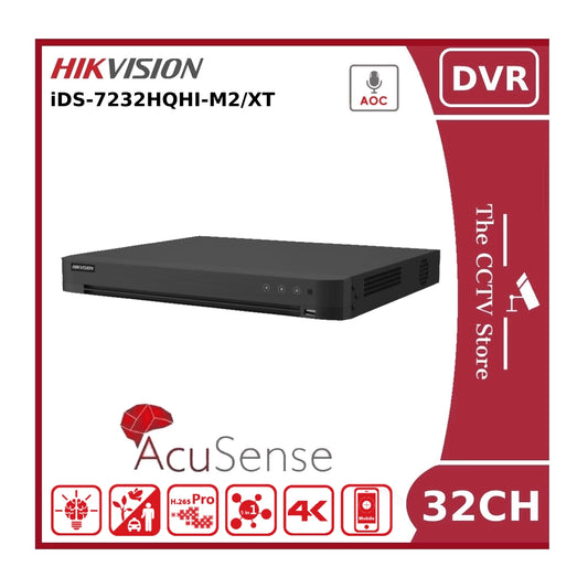 Hikvision iDS-7232HQHI-M2-XT 32 Channel 1080p 1U H.265 AcuSense DVR - 2 Bays