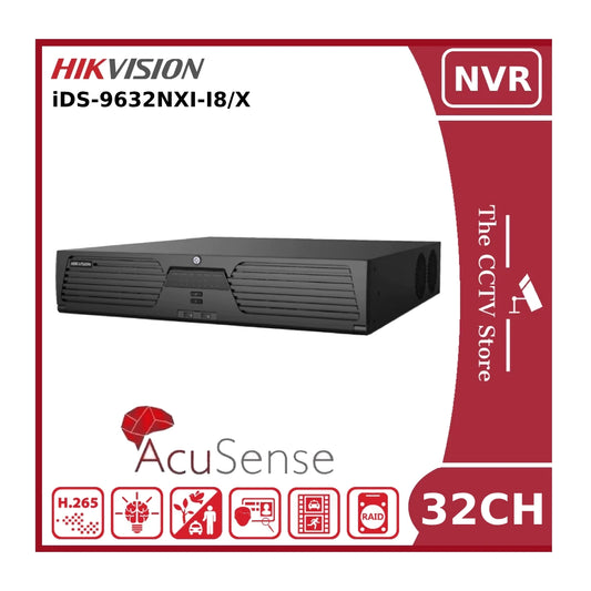 Hikvision iDS-9632NXI-I8/X 32 Channel Non-PoE 12MP 4K DeepinMind NVR With AcuSense & 8 HDD Bays