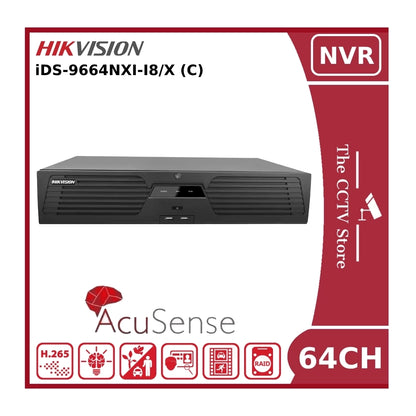 Hikvision iDS-9664NXI-I8/X 64 Channel Non-PoE 12MP 4K DeepinMind NVR With AcuSense & 8 HDD Bays