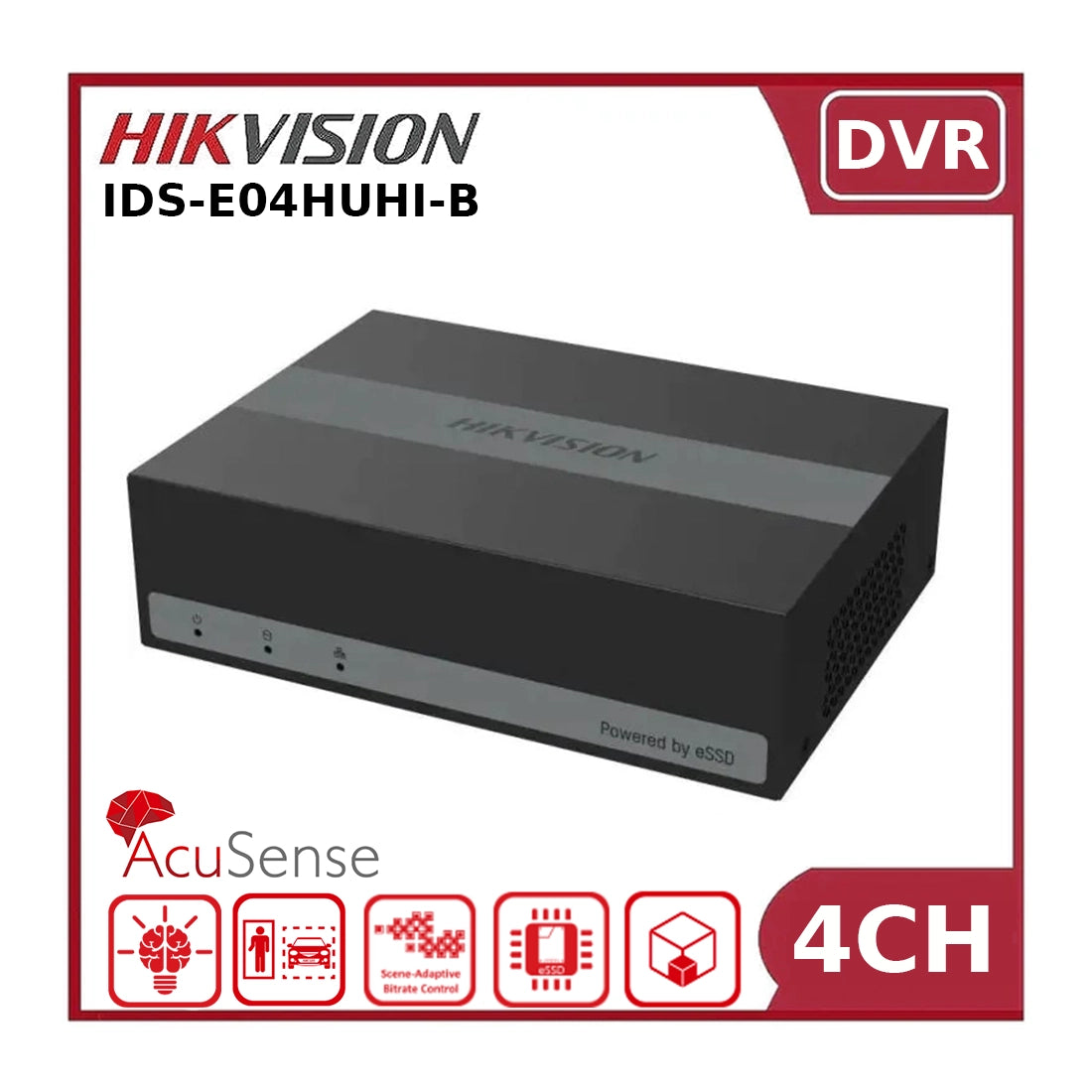 Hikvision iDS-E04HUHI-B – 8MP 4CH AcuSense PoC eDVR with Built-in 1TB eSSD - Clearance