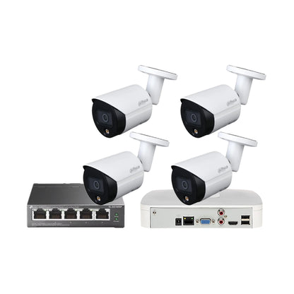 Dahua 4MP Full Colour 8-Channel 4-Camera IP Kit with DHI-NVR2108-4KS2 + 1TB HDD + 4-Port PoE Switch + Free Wi-Fi Range Extender