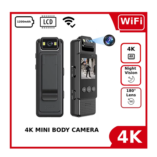 4K Mini Body Camera 4K Full HD Night Vision 180° Lens WiFi
