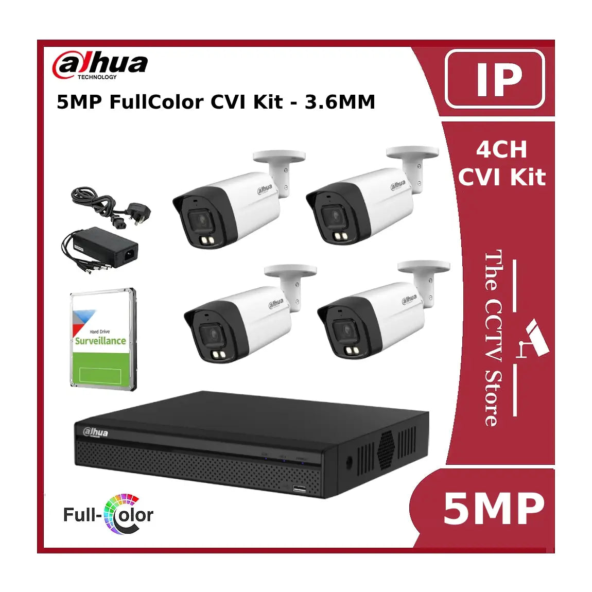 5MP 4 Camera CVI CCTV Kit + 4CH DVR