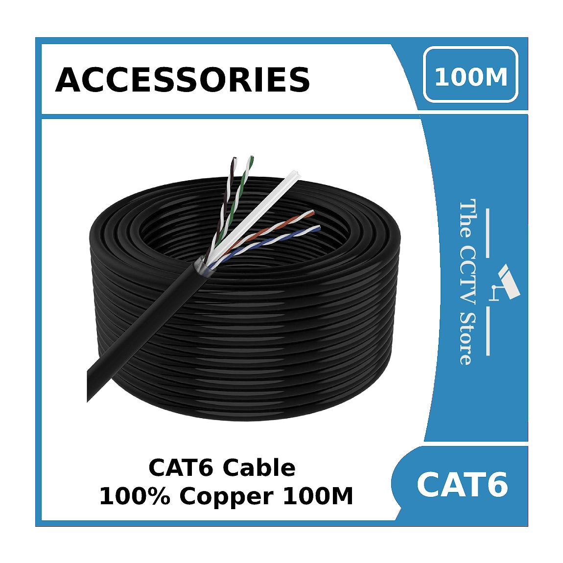 CAT6 Full Copper Outdoor UTP Networking Cable - Black 23 AWG - 100m