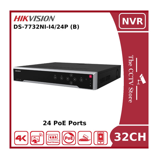 Hikvision DS-7732NI-I4/24P 32 Channel 12MP 4K NVR With 24 PoE Ports & 4 HDD Bays