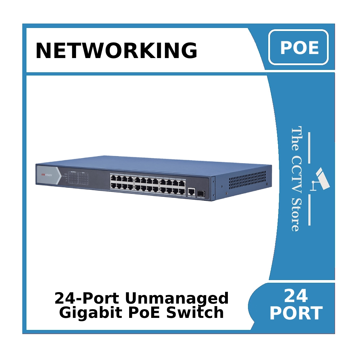 24-Port DS-3E0526P-E Unmanaged Rackmount Gigabit PoE+ Switch w/ 1 x 1GbE RJ45 Port & 1 x 1GbE SFP