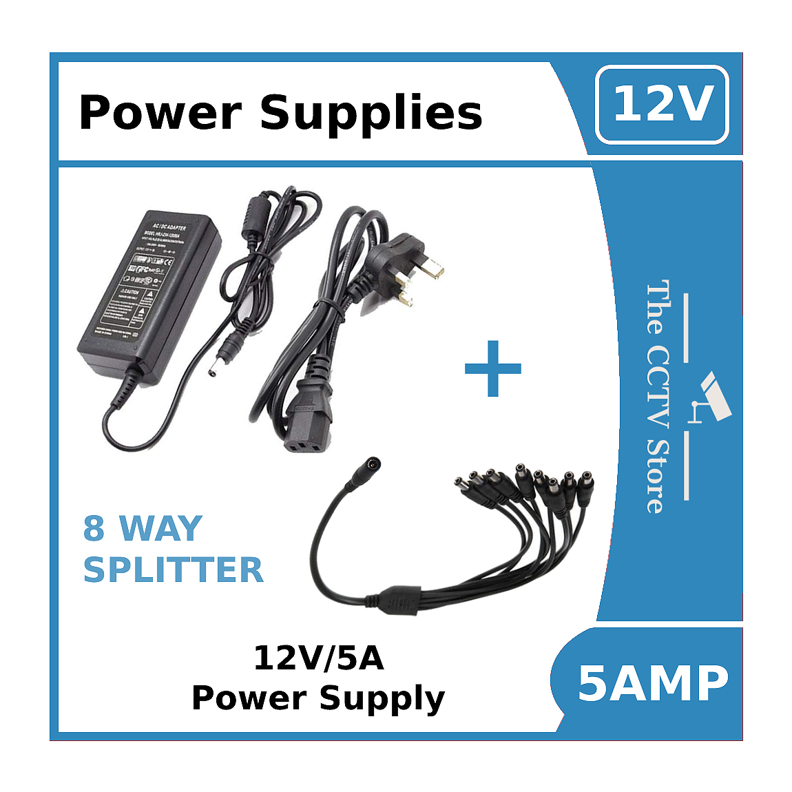 Power Supply 12V/5A for CCTV Cameras -12vDC Power Supply 5amp