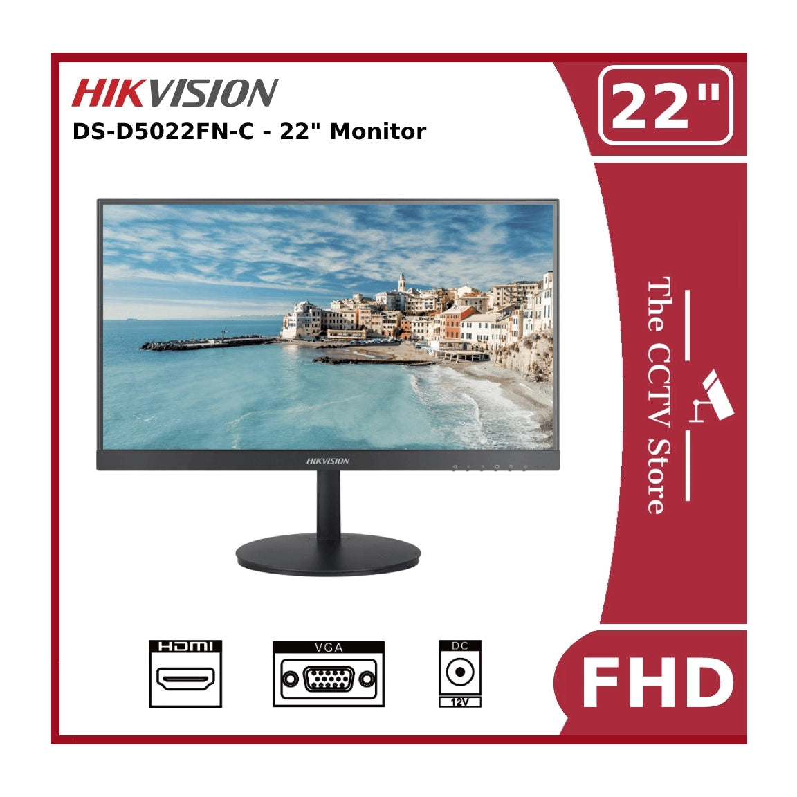 Hikvision DS-D5022F-C FHD Borderless 22" Monitor - HDMI & VGA
